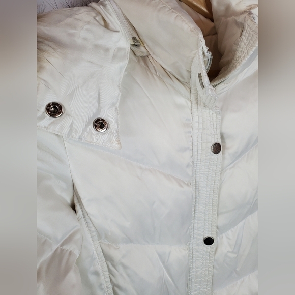 DANIER leather womens white long goose down jacket. Size xs. EUC - Picture 4 of 13